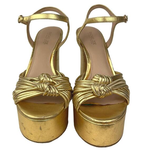 Rachel Zoe Gold Metallic Avery Platform Slingback Open Toe High Heels Sandals 7 - Picture 2 of 7